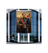 Askeri Üniformalı Atatürk Portresi Poster Bayrak Raşel Kumal 4x6 metre ATA75
