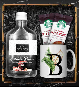 Kişiye Özel Harf Kupa & Apollon Çikolata Rüyası Kolonya & İkili Starbucks Mocha Hediye Seti