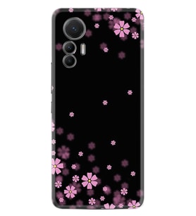 Xiaomi 12 Lite Kılıf Resimli Desenli Baskılı Silikon Black flowers 1391