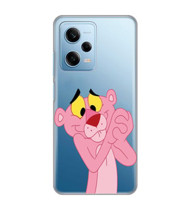 Redmi Note 12 Pro 5G Uyumlu Pembe Panter Tasarımlı Şeffaf Telefon Kılıfı