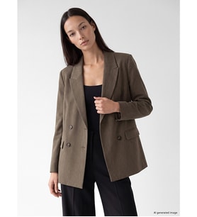 LCW STUDIO Kahverengi Kruvaze Yaka Kadın Blazer Ceket