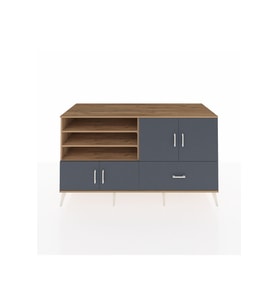Kronos Konsol 5 Raflı Tek Çekmeceli 4 Kapaklı 176x59x99 Çam-Antrasit