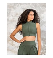 Haki Yeşil Dikiş Modelli Sculpt Line Spor Büstiyer ( Sporcu Sütyeni )