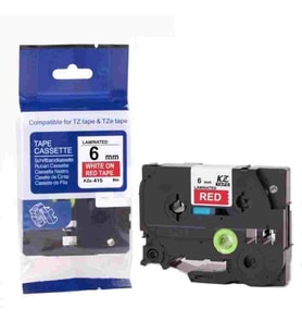 Tonersepeti Brother TZe-415 Kırmızı Üzerine Beyaz Muadil Etiket 6mm