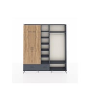 Arges Dolap 12 Raflı 2 Çekmeceli 2 Askılı 220x30x243 Antrasit-Çam/Antrasit