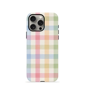 iPhone 15 Pro Max Vorian Çift Katmanlı Kılıf Pastel Gingham