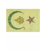 Hüsn-i Hat 21x30 cm Çerçevesiz Ay Yıldız Formunda Besmele, Nazar Ayeti