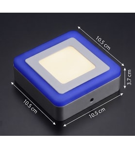 Kare Sıva Üstü Led Spot Armatür 6 watt Çift Renk Üç Kademe Mavi Günışığı veya Gece Lambası