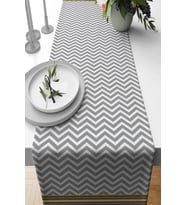Gri Zigzaglı Desen Premium Masa Örtüsü Runner RNR434