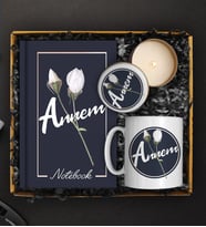 Annelere Özel Tasarım Defter & Kupa & Kokulu Mum Hediye Seti