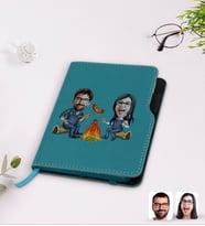 BK Gift Kişiye Özel Sevgililer Karikatürlü Turkuaz Termo Deri Defter-95