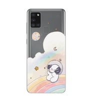 Samsung Galaxy A21S Uyumlu Sevimli Köpek Desenli Şeffaf Telefon Kılıfı