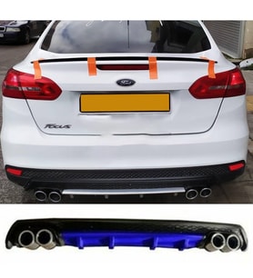 Ford Focus Mk3 Mavi Difüzör Çiftli Yuvarlak Egzoz Görünümlü D Tip Difizör
