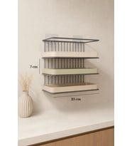 Mat Gümüş Metal Yapışkan Hediyeli 4 Katlı Tepsi ve Kesme Tahtası Askılığı - Organizeri, Tepsilik