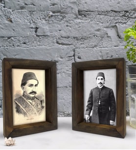 Bk Gift Sultan II Abdülhamit Han Tasarımlı Dekoratif 2'li Doğal Masif Ahşap Çerçeve 15x20cm-4 (Beyaz)
