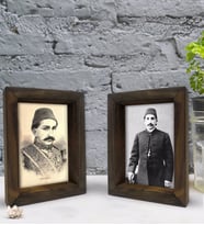 Bk Gift Sultan II Abdülhamit Han Tasarımlı Dekoratif 2'li Doğal Masif Ahşap Çerçeve 15x20cm-4 (Beyaz)
