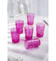 Akrilik Pembe 6'lı Kısa Bardak & Su Meşrubat Kahve Yanı Bardağı 400 ml ( Cam Değildir )