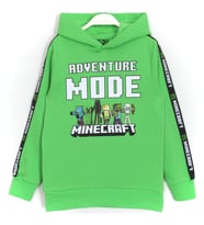 Minecraft Adventure Mode Baskılı Unisex Çocuk 2 İp Hoodie Yeşil Renk