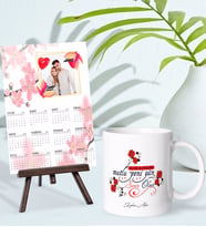 BK Gift Kişiye Özel Yılbaşı Tasarımlı Kupa Bardak ve 13x18cm Fotoğraf Kartlı Şövaleli 2024 Takvim Hediye Seti-2
