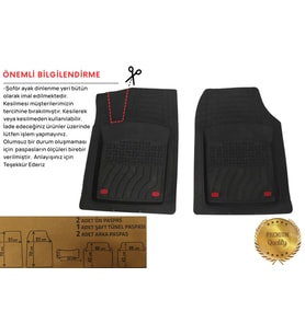 Skoda Fabia HB 2009 Uyumlu 3,5 Cm Havuzlu 5 Parça Set 4D Paspas Takımı Siyah