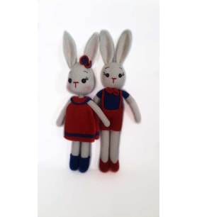Bay ve Bayan King Tavşan Çifti Amigurumi Organik Oyuncak