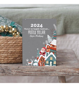 Yılbaşı Noel Baba Temalı Kişiye Özel Kartpostal