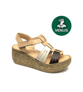 Venüs Tenrag Hakiki Deri Comfort Ortopedik Kadın Sandalet (Bej)