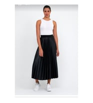 Fresh&Moda Kadın Siyah Beli Lastikli Piliseli Etek