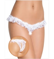 Mulvxbrf Brf02  Üstü Fırfırlı Ağı Açık Beyaz Dantel Tanga - String (Mulvix)