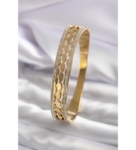 Çelik Gold Renk Arpa Model Zirkon Taş Detay Kadın Kelepçe