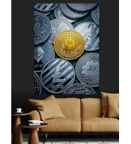 Bitcoin Kripto Para Sembolü Dekoratif Kanvas - Mdf Ahşap Tablo