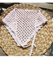El Yapımı Tığ Örgü Saç Bandı _ Bandana (Toz Pembe)