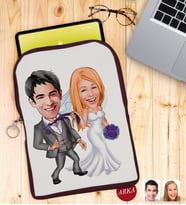 BK Gift Kişiye Özel Evleniyoruz Karikatürlü Taşınabilir Koruyucu Tablet Kılıfı & Organizer Çanta - Bordo-6