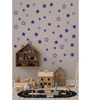 Yıldız Yağmuru Duvar Sticker, Bebek Ve Çocuk Odası Dekoratif Duvar Çıkartması, 3-4-5 Cm Lacivert