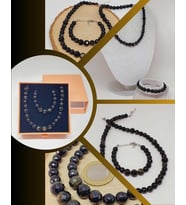Parlayan Yıldızlar Serisi Golden Obsidyen Taşı Kolye & Bileklik Seti