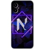 Omix X5 Kılıf HD Desen Baskılı Arka Kapak - Dark Neon Yaprak N Harfi