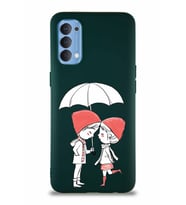 Oppo Reno 4 Soft Premier Kapak Aşk Tasarımlı Silikon Kılıf - Yeşil (Şeffaf)