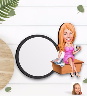 BK Gift Kişiye Özel Kadın Patron Karikatürlü Ahşap Bardak Altlığı-7