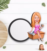 BK Gift Kişiye Özel Kadın Patron Karikatürlü Ahşap Bardak Altlığı-7