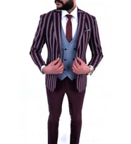 kombinli slimfit  Yelekli Takım Elbise (Bordo)