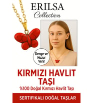 Sertifikalı Sarı Renkli Kelebek Model Kırmızı Havlit Taşı Kolye – Enerji, Denge ve Dönüşüm Taşı (Çok Renkli)