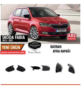 Skoda Fabia Mk3 Sinyalli 2015-2021 Uyumlu Batman Yarasa Ayna Kapağı Piano Black ABS Plastik