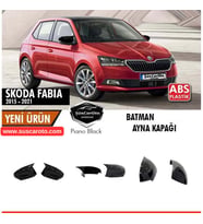 Skoda Fabia Mk3 Sinyalli 2015-2021 Uyumlu Batman Yarasa Ayna Kapağı Piano Black ABS Plastik