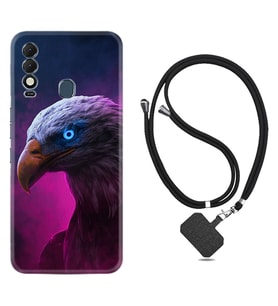 Tecno Spark 8T Kılıf Silikon Boyun Askılı İpli Desenli Silikon Kartal 1622