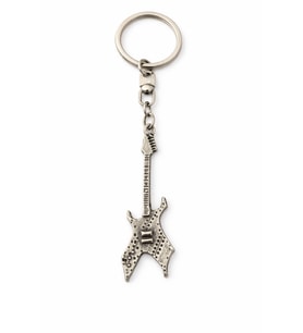 Rock Elektro Gitar Figürlü Gümüş Renk Unisex Anahtarlık