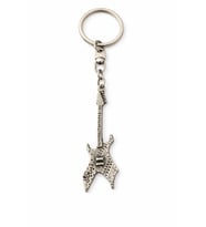 Rock Elektro Gitar Figürlü Gümüş Renk Unisex Anahtarlık