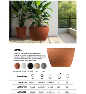 BOSTANN DEKORATİF SAKSI - LUMEN 150 - 300 LİTRE (Kahverengi)