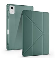 Lexroo Lenovo Idea Tab Plus 12.1 Kılıf Tri Folding Kalem Bölmeli Standlı Kılıf - Koyu Yeşil