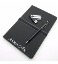 Wings SG156 İsme Özel Siyah Defter + 16GB Usb Bellek + Touch Kalem Set  Hepsi İsme Özel