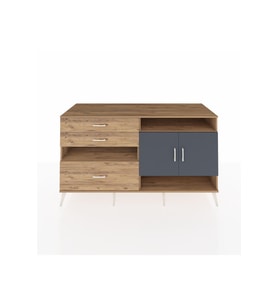Kronos Konsol 4 Raflı 3 Çekmeceli 2 Kapaklı 176x59x99 Çam-Antrasit/Çam